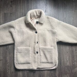 Pull&Bear Cream Sherpa Puffy Coat